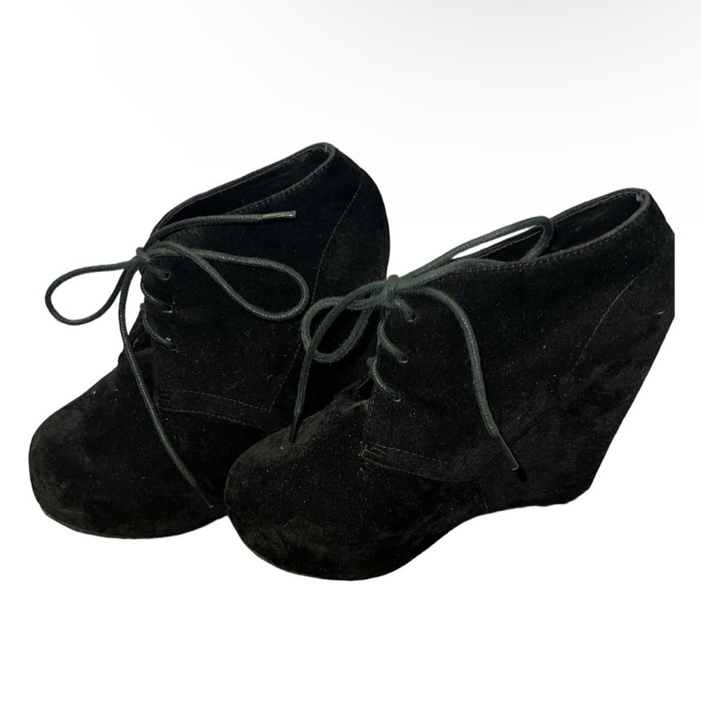 Glaze Womens Hidden Wedge Lace-Up High Top Wedge Bootie Shoe Size 6